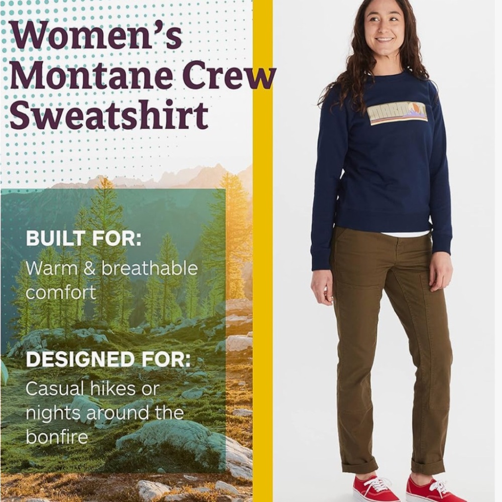 MARMOT Montane Crew Sweatshirt In Arctic Navy Size Small NWT